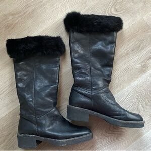 Vicini Leather Fur-Lined Tall Boots